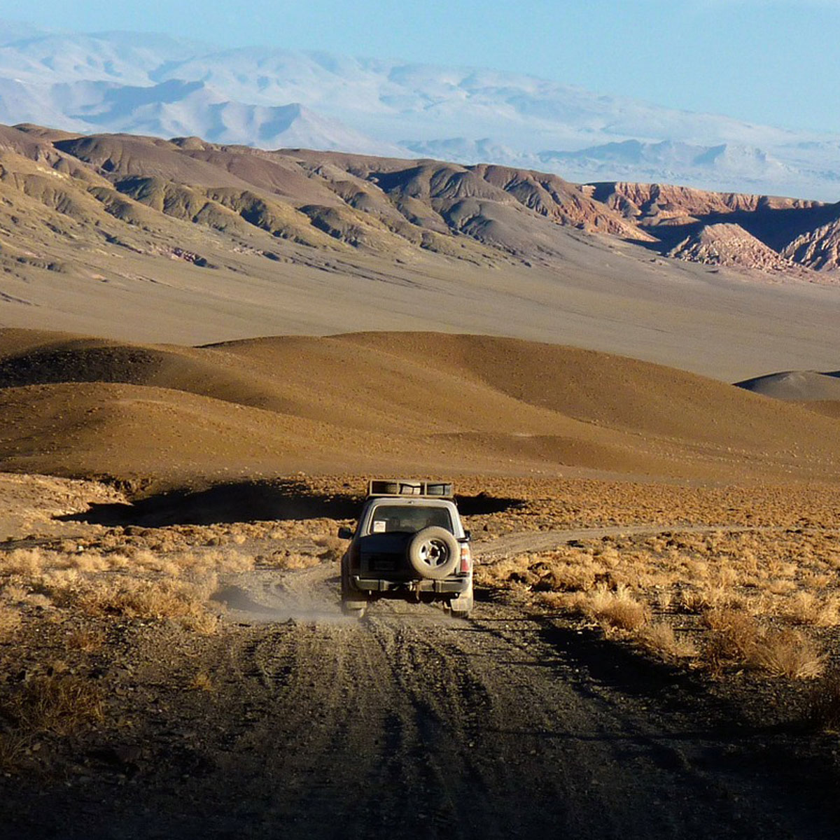 Driving in the sand road